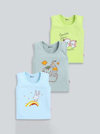 MoonKids Infants Pack Of
                    3 Printed Cotton Basic Vests