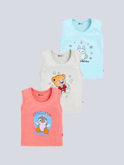 MoonKids Infants Pack Of
                    3 Printed Cotton Basic Vests
