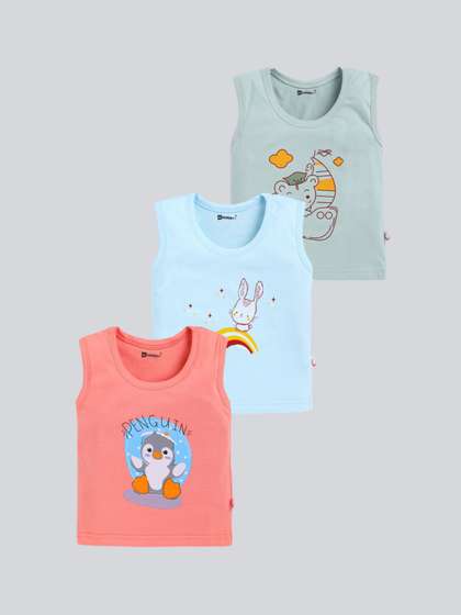 MoonKids Infants Pack Of
                    3 Printed Cotton Basic Vests