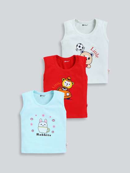 MoonKids Kids Pack Of 3
                    Printed Cotton Basic Vests