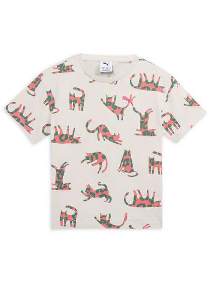Puma Cats Club Kids
                    Printed Pure Cotton Relaxed Fit Short Sleeve
                    T-Shirt