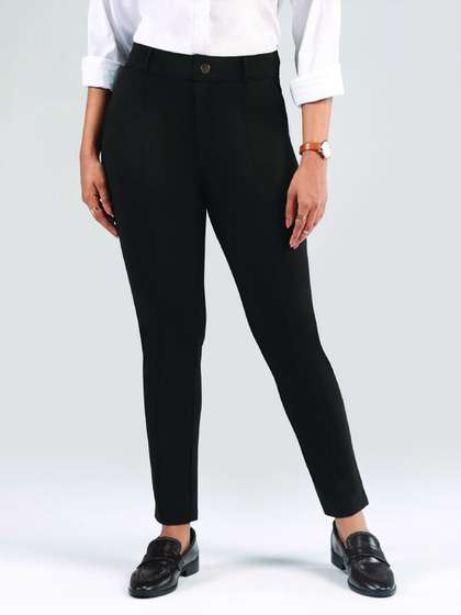 Women Straight Fit High-Rise Trousers