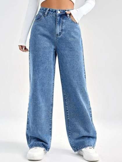 RIVI Women Jean Boyfriend Fit High-Rise Stretchable Jeans