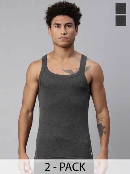 Levis Men Pack of 2
                        Solid Square Neck Sleeveless Pure Cotton Rib
                        Easy Tuck Sports Vest