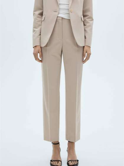 MANGO Women Mid-Rise Formal Cropped Chinos