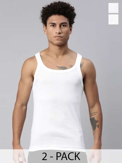 Levis Men Pack of 2
                        Solid Square Neck Sleeveless Pure Cotton Rib
                        Easy Tuck Sports Vest