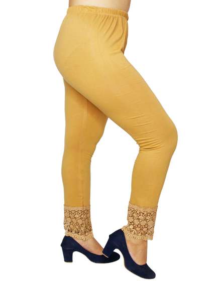 PINK SHELL Women
                        Cotton Lace Ankle Length Leggings