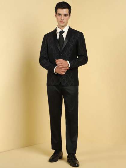 Allen Solly Men
                        Textured Slim Fit Single-Breasted Blazer and
                        Trousers Party Suit