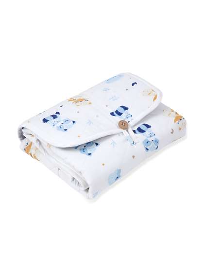 TIDY SLEEP Kids White
                    & Blue Water Resistant Foldable On The Go Mat
