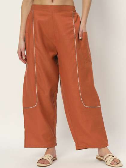 9rasa Women Cotton
                        Straight Palazzos