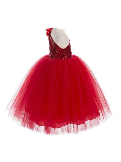 Wow Princess Girls One
                    Shoulder Net Fit and Flare Maxi Dress