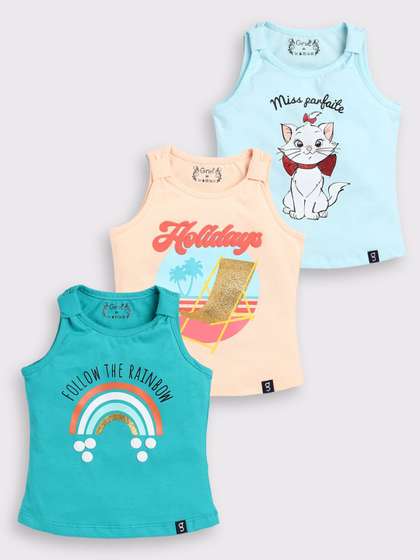 Ginie Girls Pack Of 3
                    Printed Cotton Top