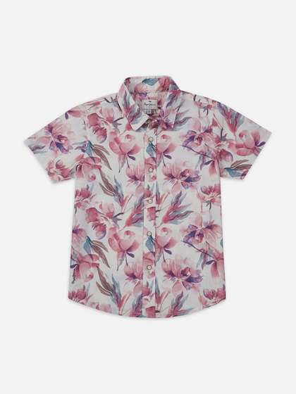 Pepe Jeans Boys Spread
                    Collar Floral Printed Cotton Casual Shirt