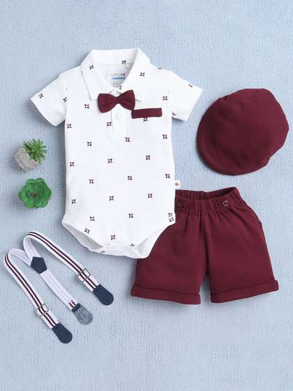 BUMZEE Boys Pure Cotton
                    Printed Leotard With Shorts