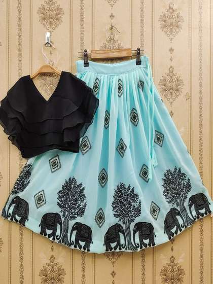BAESD Girls Embroidered
                    Thread Work Ready to Wear Lehenga & Blouse
