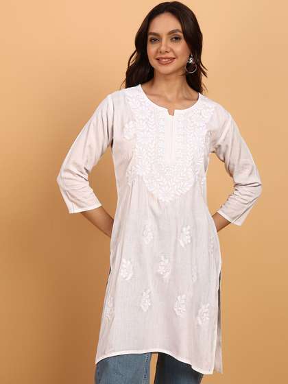 TOP N THREAD Women
                        Ethnic Motifs Embroidered Chikankari Kurti