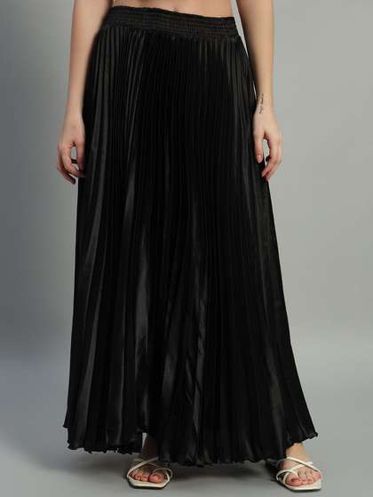 ZRI Satin Pleated Maxi Skirts