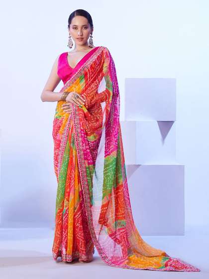 Mitera Bandhani Pure Georgette Saree