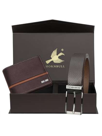 Hornbull Men Denial
                    Leather RFID Protected Brown Wallet & Belt
                    Accessory Gift Set
