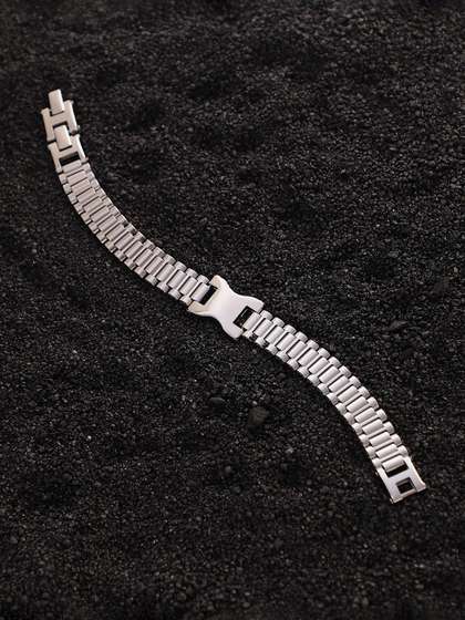 French Accent Men
                    Silver-Plated Link Bracelet