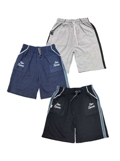 MANZON Boys Pack Of 3
                    Cotton Regular Fit Mid-Rise Sports Shorts