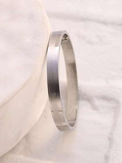 French Accent Men
                      Silver-Plated Bangle-Style Bracelet