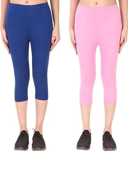 100LUCK Pack of 2 Girls Solid Capris