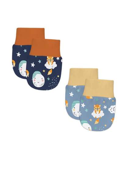 Adhigams Pack of 2
                    Unisex 0-12 Months Bubbly Bear Newborn Cotton Hand
                    Gloves