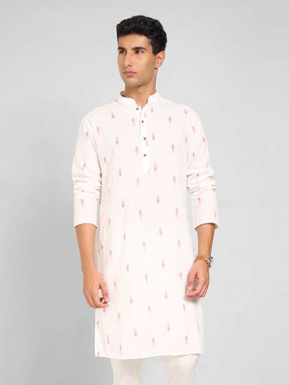 indus route by
                          Pantaloons Men Ethnic Motifs Printed Festive
                          Pure Cotton Straight Kurta