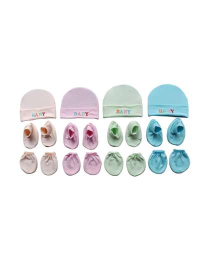 GARCY Baby Boys &
                    Baby Girls Casual Plain Caps, Gloves, Socks Combo
                    set
