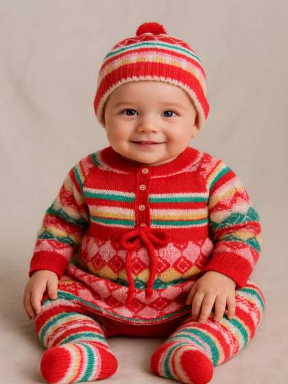 LeafBird Infants 4Pc
                    Printed Sweater With Trousers & Booties &
                    Caps Gift Set