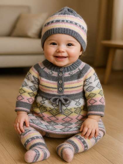 LeafBird Infants 4Pc
                    Printed Sweater With Trousers & Booties &
                    Caps Gift Set