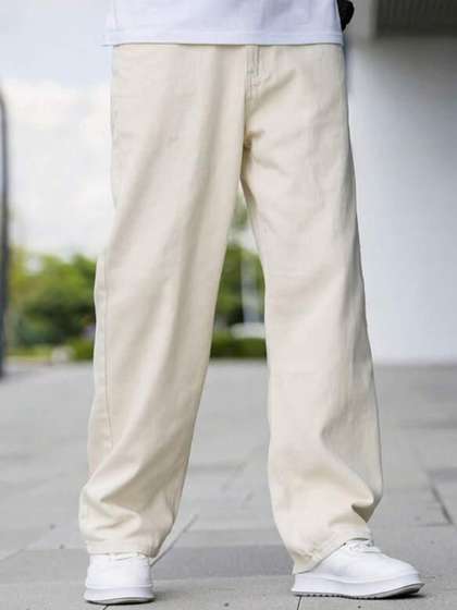 me Queen Men Wide
                        Leg Mid-Rise Pure Cotton Jeans
