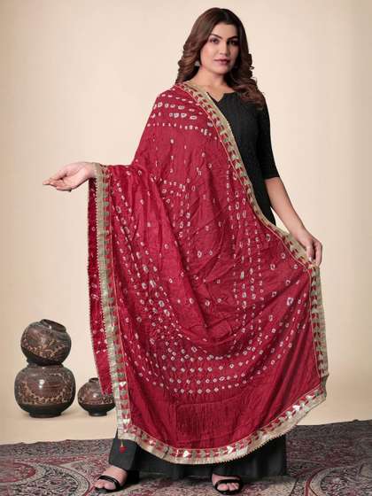 EBADAT Printed Red
                        Chiffon Dupatta