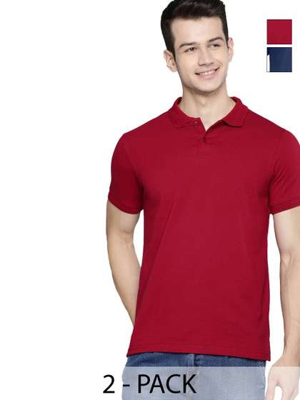Organic Chics Men Pack of 2 Solid T-shirts