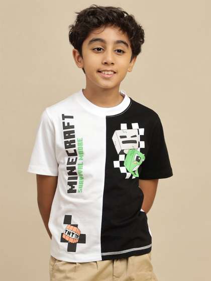 Kids Ville Boys
                      Minecraft Printed Pure Cotton Tshirt