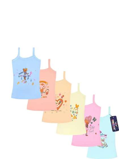 CAVENDERS Girls Pack Of
                    6 Assorted Printed Innerwear Vests