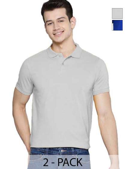 Organic Chics Men Pack of 2 Solid T-shirts