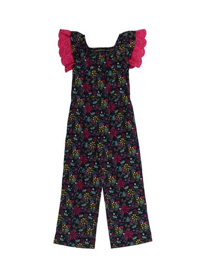 YOUNG BIRDS Girls Ethnic
                    Modif Printed Square Neck Flutter Sleeve Basic
                    Jumpsuit