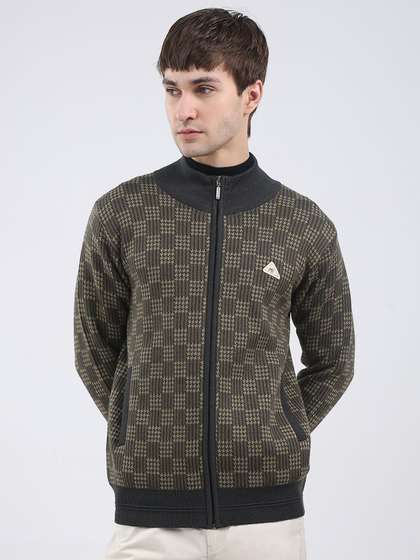 Monte Carlo Men
                        Woollen Mock Neck Full Sleeves Front-Open
                        Sweaters