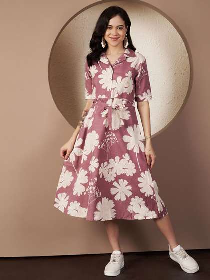 Price History of Zuba Beige Leaf Design Linen-Blend Shirt Dress from  Westside 4425_4671
