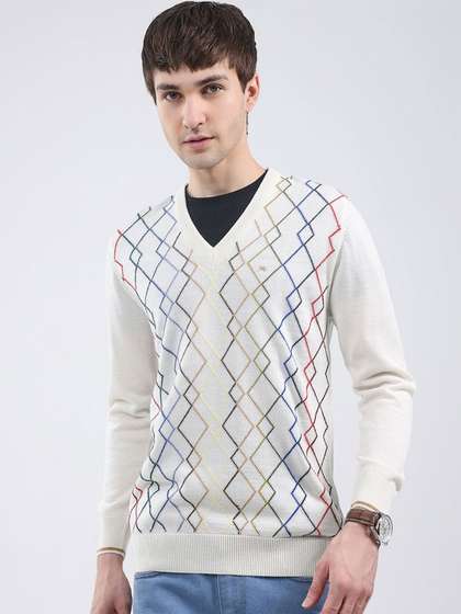 Monte Carlo Men
                          Geometric Embroidered V Neck Full Sleeves
                          Pullover