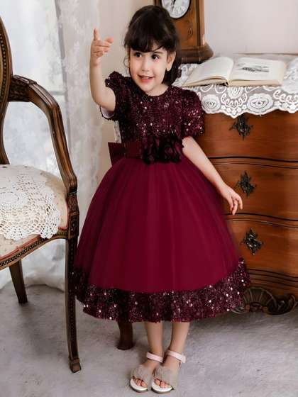 Vani Enterprise Girls
                    Net Embellished Fit & Flare Midi Dress