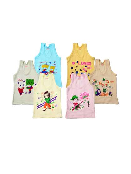 TINY HANDS Girls
                    Multicolored Pack Of 6 Innerwear Vests