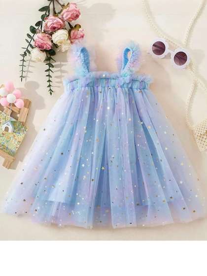 House Of Girls
                    Embellished Rainbow Pastel Starry A-Line Dress