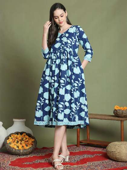 KALINI Floral Print A-Line Dress