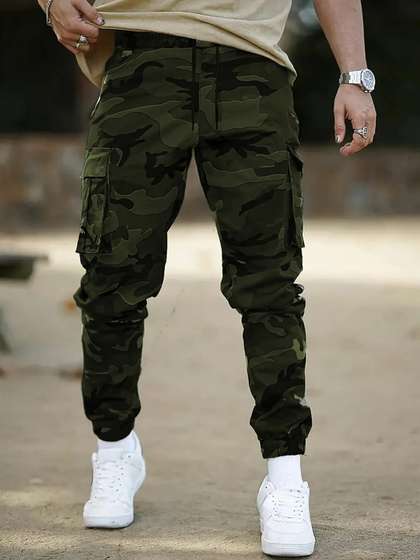 R.Code by The
                          Roadster Life Co. Men Camouflage Printed
                          Cotton Jogger Fit Cargos Trousers