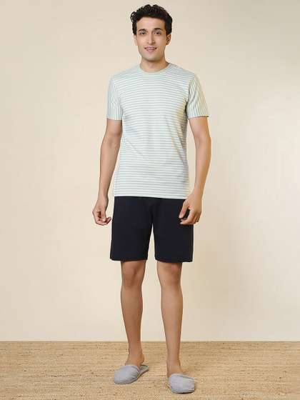 SleepZ by Raymond
                        Striped Round Neck Night Suit