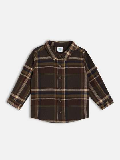 MINI KLUB Boys Buffalo
                    Checked Spread Collar Casual Shirt