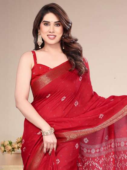 SUPERLAXMI Tie And
                        Dyed Zari Bandhani Saree